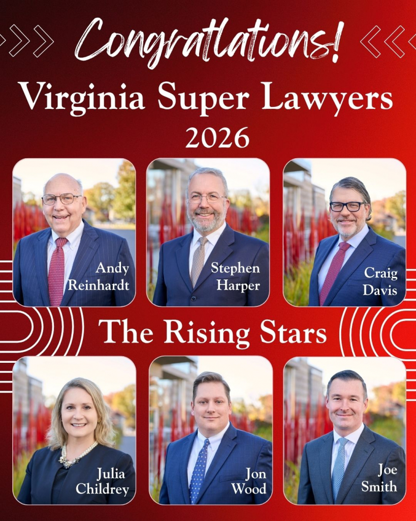 Reinhardt Harper Davis graphic with six attorneys names Virginia Super Lawyers