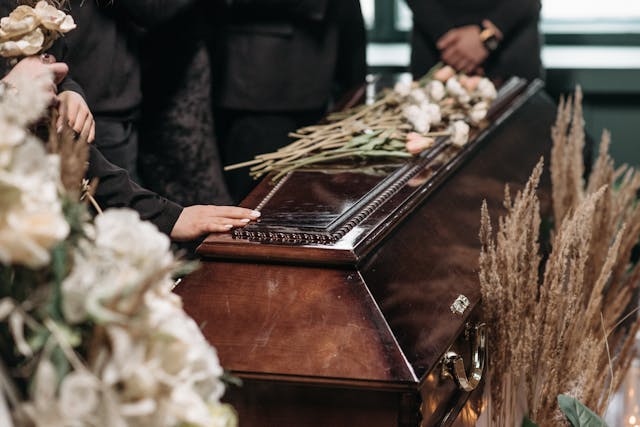 coffin at a funeral