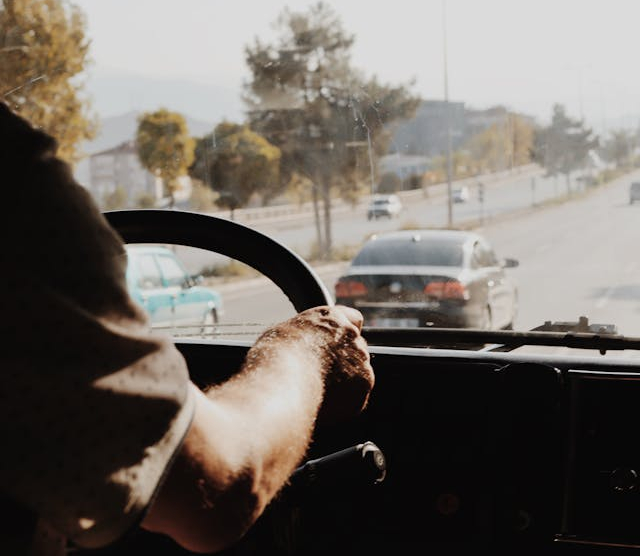 Trucker behind the wheel
